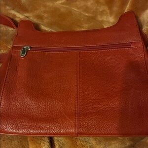 Rolfs Red Pebbled Leather Crossbody with Front Zip